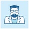 Male Doctor Simple Blue Health Icon Vector Ilustration