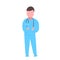 Male doctor with stethoscope folded hands man medical clinic worker in blue uniform professional occupation concept