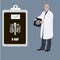 Male doctor surgeon with x-ray photo and medical clipboard vector illustration. Doctor man showing x-ray clipboard to prescribe