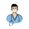 Male doctor wearing surgical mask illustration