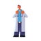 Male doctor in white coat standing pose medicine healthcare concept hospital medical clinic worker with stethoscope full