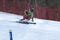 Male downhill ski racer competing in Quebec Super Series Giant Slalom race at Mont Ste Marie, Quebec