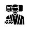 male driving school instructor glyph icon vector illustration