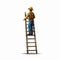 Male Engineer Climbing Ladder In Vector Illustration