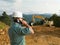 Male engineer talking on the phone