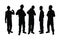 Male engineers wearing uniforms silhouette set vector on a white background. Engineer standing in different position silhouette