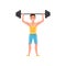 Male exercising with a barbell, professional bodybuilder character, active sport lifestyle concept vector Illustration