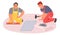 Male expert tiler worker making floor vector illustration