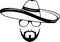 Male face in a sombrero. Icon for hipster style