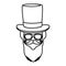 Male face with tophat hipster style