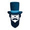 Male face with tophat hipster style