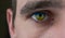 Male face with yellow blue eyes. Symbol of patriotism of Ukrainian people