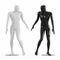 Male faceless mannequins black and white look at each other 3d rendering