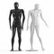 Male faceless mannequins black and white plastic 3D rendering