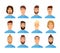 Male faces flat vector illustrations set. Cartoon men characters pack. Trendy appearance changing concept. People