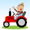 Male farmer rides a tractor