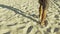 Male feet walking on sand