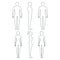 Male and female anatomy human character, people dummy front and view side body silhouette, isolated on white, flat vector