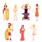 Male and female ancient Greek or Roman Gods set cartoon style