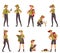 Male and Female as Park Ranger or Forest Rangers Protecting and Preserving National Parklands Vector Set