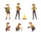 Male and Female as Park Ranger or Forest Rangers Protecting and Preserving National Parklands Vector Set