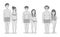 Male and female body types: Ectomorph, Mesomorph and Endomorph. Skinny, muscular and fat bodytypes. Fitness and health illustratio
