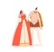 Male and Female Characters Couple In Renaissance Era Costumes Wear Elaborate And Ornate Clothing, Vector Illustration