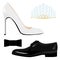 Male, female classic shoes and accessories