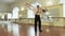 Male and female dancers practicing ballet lifts in the studio