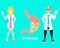 Male and female doctor with stomach gastric,internal organs anatomy body part nervous system, background