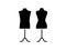 Male & female dressmaking mannequin with base stand. Sign of tailor dummy. Display model, body. Professional dress form. Flat icon