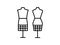 Male & female dressmaking mannequin with bottom cage. Sign of tailor dummy. Display bust, torso. Professional dress form. Line
