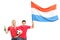 Male and female euphoric fan with dutch flag