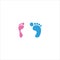 male and female footprint pink and blue color on white background vector illustration