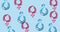 Male and female gender symbol on blue background