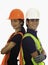 Male and female hardhat workers