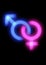 Male and female icon neon symbols together