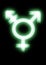 Male and female icon neon symbols together