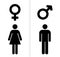 Male and Female Icons With Black Color. Gender Symbol Vector Illustration