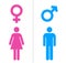 Male and Female Icons With Blue And Pink Color. Gender Symbol Vector Illustration
