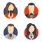 Male and female newsreader avatar vector icons on white background