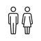 Male and female pictogram, lady gentleman toilet