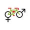 Male and female relationships like a bicycle. Concept vector illustration