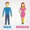 Male and Female Restroom Symbol Icon. Vector illustration
