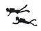 Male and female scuba divers silhouettes