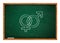 Male and female sex symbol on green chalkboard