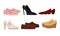 Male and Female Shoes Side View Vector Set. Casual and Formal Footwear