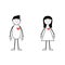 Male and female stick figures with broken hearts
