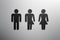 Male, female and third gender toilet symbols. 3D rendered illustration.