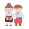 Male and female waiter and waitress professional isolated icon design white background